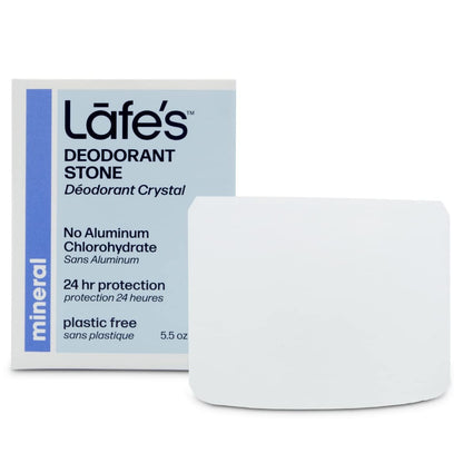 Lafe's Natural Deodorant Crystal Rock – Unscented, Aluminum Free, Plastic Free (5.5 oz)