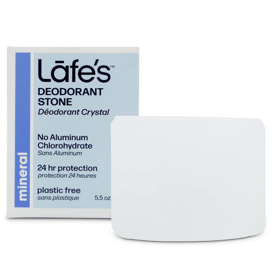 Lafe's Natural Deodorant Crystal Rock – Unscented, Aluminum Free, Plastic Free (5.5 oz)