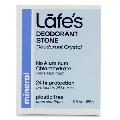 Lafe's Natural Deodorant Crystal Rock – Unscented, Aluminum Free, Plastic Free (5.5 oz)