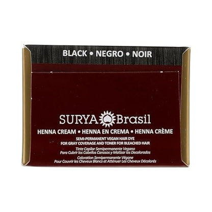 Surya Brasil Henna Cream for Gray Coverage – Semi-Permanent Natural Black Hair Color Treatment, 2.37 oz Avelisse