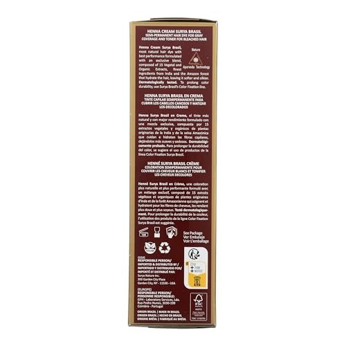 Surya Brasil Henna Cream for Gray Coverage – Semi-Permanent Natural Black Hair Color Treatment, 2.37 oz Avelisse