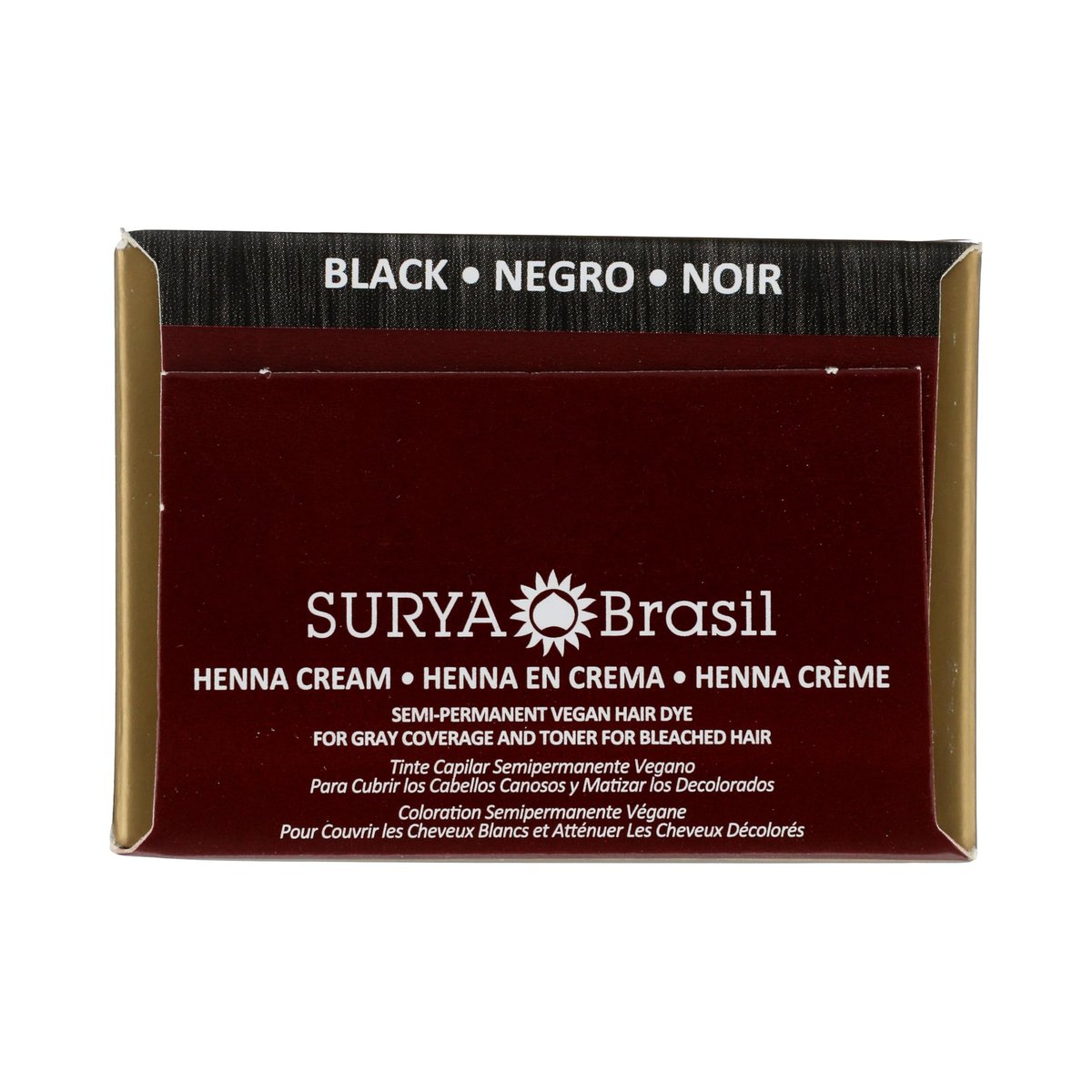 Surya Brasil Henna Cream for Gray Coverage – Semi-Permanent Natural Black Hair Color Treatment, 2.37 oz Avelisse
