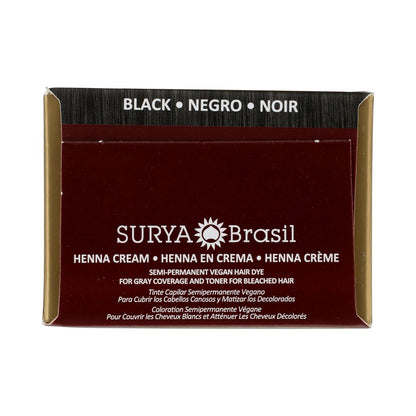 Surya Brasil Henna Cream for Gray Coverage – Semi-Permanent Natural Black Hair Color Treatment, 2.37 oz Avelisse