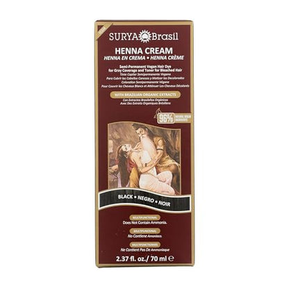 Surya Brasil Henna Cream for Gray Coverage – Semi-Permanent Natural Black Hair Color Treatment, 2.37 oz Avelisse