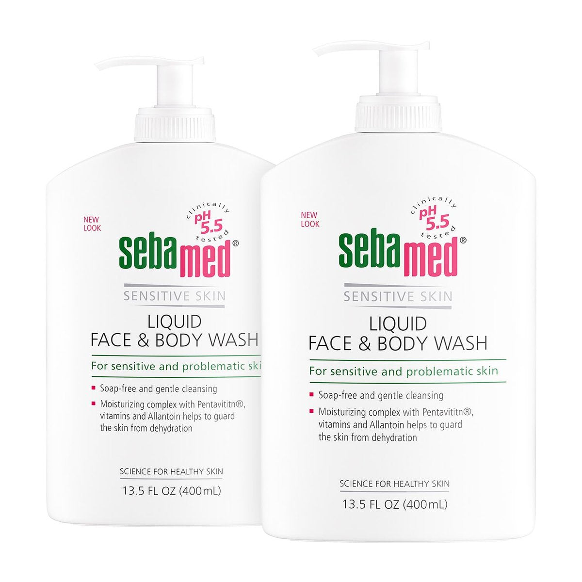 SEBAMED Liquid Face & Body Wash with Pump, 400ml, 2 Pack - Gentle pH 5.5 Cleanser for Sensitive Skin Avelisse