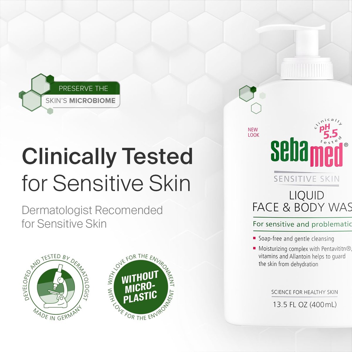 SEBAMED Liquid Face & Body Wash with Pump, 400ml, 2 Pack - Gentle pH 5.5 Cleanser for Sensitive Skin Avelisse
