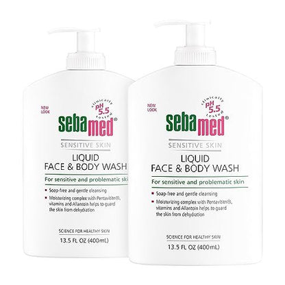 SEBAMED Liquid Face & Body Wash with Pump, 400ml, 2 Pack - Gentle pH 5.5 Cleanser for Sensitive Skin Avelisse