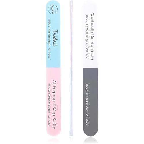 Iridesi 4-Way Nail File and Buffer – 12 Pack Emery Boards for Natural Nails, Professional Filer and Shiner, 7 Inches Long Avelisse