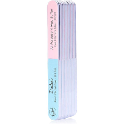 Iridesi 4-Way Nail File and Buffer – 12 Pack Emery Boards for Natural Nails, Professional Filer and Shiner, 7 Inches Long Avelisse