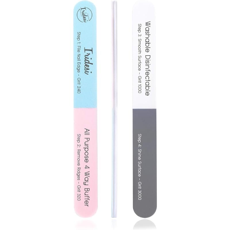 Iridesi 4-Way Nail File and Buffer – 12 Pack Emery Boards for Natural Nails, Professional Filer and Shiner, 7 Inches Long Avelisse