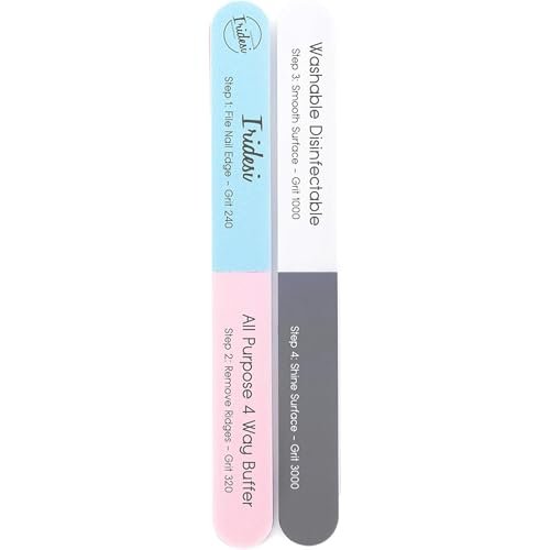 Iridesi 4-Way Nail File and Buffer – 12 Pack Emery Boards for Natural Nails, Professional Filer and Shiner, 7 Inches Long Avelisse