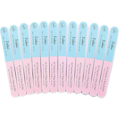 Iridesi 4-Way Nail File and Buffer – 12 Pack Emery Boards for Natural Nails, Professional Filer and Shiner, 7 Inches Long Avelisse