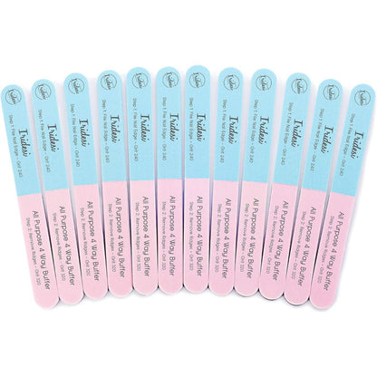 Iridesi 4-Way Nail File and Buffer – 12 Pack Emery Boards for Natural Nails, Professional Filer and Shiner, 7 Inches Long Avelisse