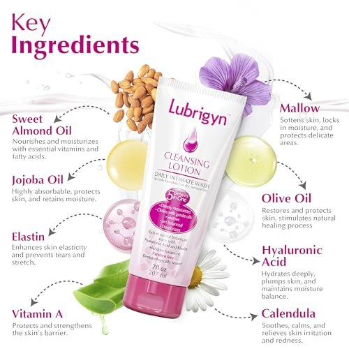 Lubrigyn Daily Feminine Wash – pH Balancing Cleansing Lotion with Hyaluronic Acid for Dry, Delicate Skin, 7 fl oz Avelisse