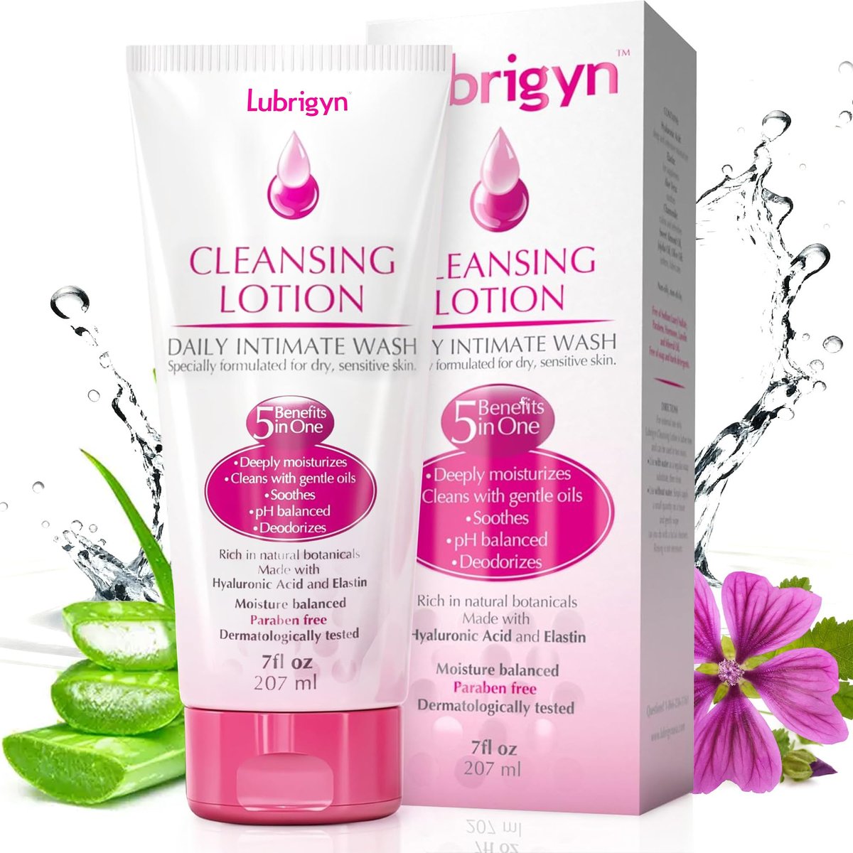Lubrigyn Daily Feminine Wash – pH Balancing Cleansing Lotion with Hyaluronic Acid for Dry, Delicate Skin, 7 fl oz Avelisse