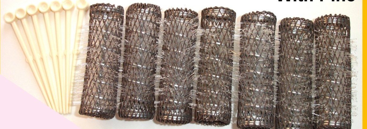 2 Packs (14 Total) Medium Brush Rollers & Pins - 2.5" x 0.75" Hair Curlers with Bristles Avelisse