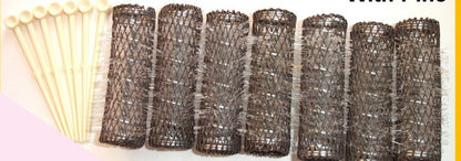 2 Packs (14 Total) Medium Brush Rollers & Pins - 2.5" x 0.75" Hair Curlers with Bristles Avelisse