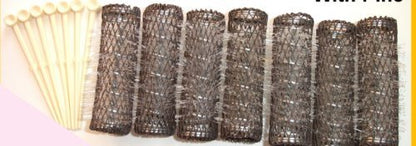 2 Packs (14 Total) Medium Brush Rollers & Pins - 2.5" x 0.75" Hair Curlers with Bristles Avelisse