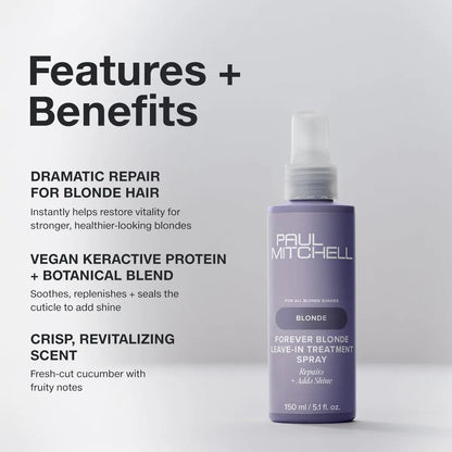 Paul Mitchell Forever Blonde Leave-In Treatment Spray – Repairs & Adds Shine for Bleached & Lightened Hair, 5.1 fl. oz Avelisse