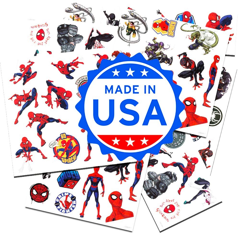 Spider-Man Temporary Tattoos for Kids - 50 Superhero Tattoos for Birthday Party Favors - görsel 3