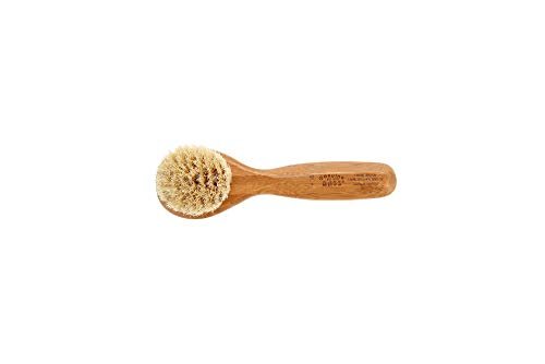 Natural Bristle Wood Handle Facial Cleansing Brush - Manual Exfoliating Brush for Gentle Skin Care Avelisse