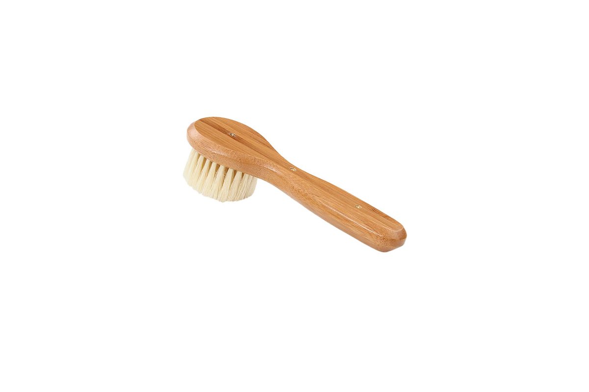 Natural Bristle Wood Handle Facial Cleansing Brush - Manual Exfoliating Brush for Gentle Skin Care Avelisse
