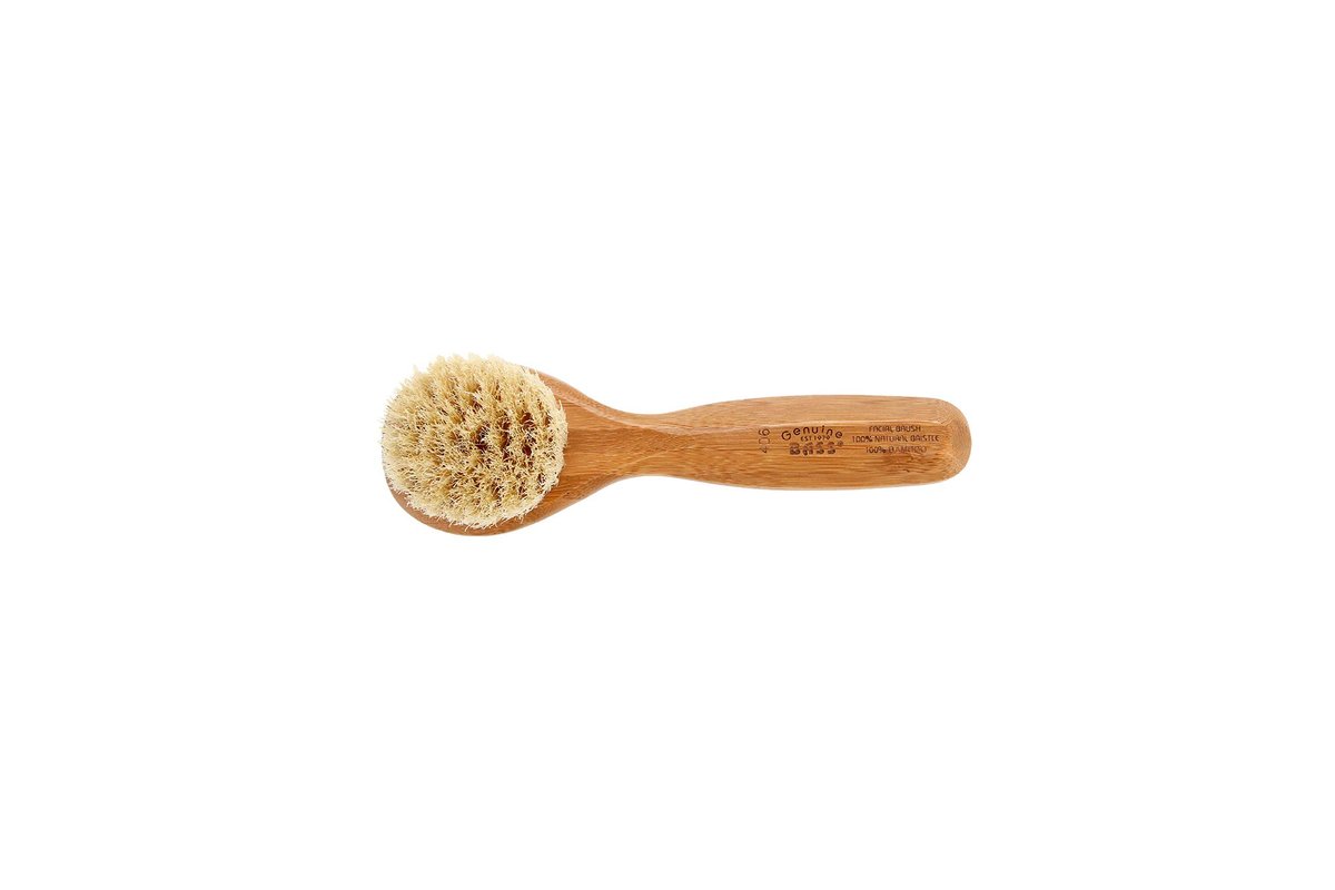 Natural Bristle Wood Handle Facial Cleansing Brush - Manual Exfoliating Brush for Gentle Skin Care Avelisse