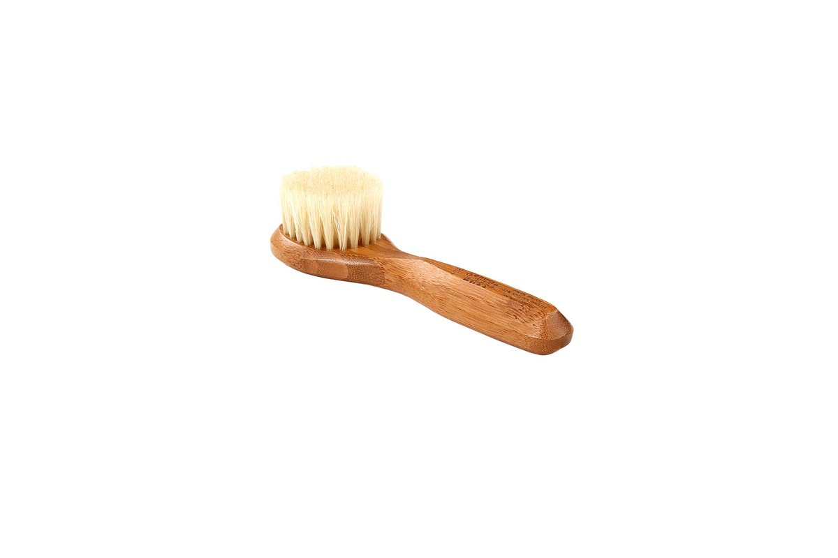 Natural Bristle Wood Handle Facial Cleansing Brush - Manual Exfoliating Brush for Gentle Skin Care Avelisse