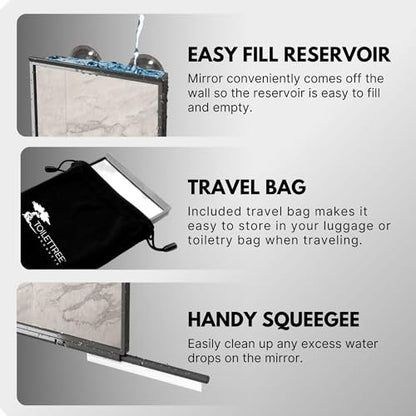 ToiletTree Products Fogless Shower Mirror with Squeegee and Travel Bag - Grey Avelisse