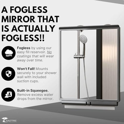 ToiletTree Products Fogless Shower Mirror with Squeegee and Travel Bag - Grey Avelisse