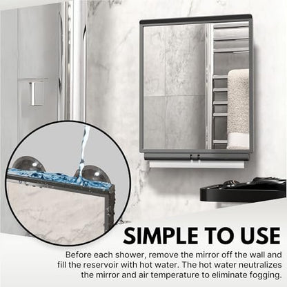 ToiletTree Products Fogless Shower Mirror with Squeegee and Travel Bag - Grey Avelisse