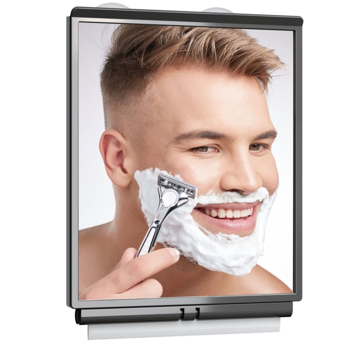 ToiletTree Products Fogless Shower Mirror with Squeegee and Travel Bag - Grey Avelisse