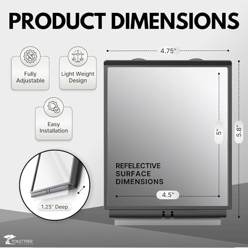 ToiletTree Products Fogless Shower Mirror with Squeegee and Travel Bag - Grey Avelisse