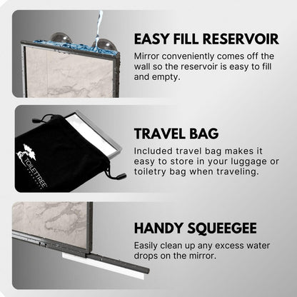 ToiletTree Products Fogless Shower Mirror with Squeegee and Travel Bag - Grey Avelisse
