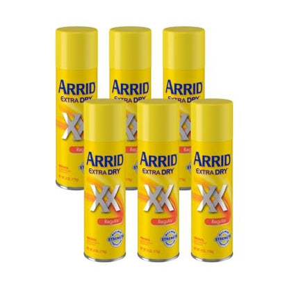 Arrid Extra Dry Regular Aerosol Antiperspirant Deodorant 6 Oz (Pack of 6) – 24/7 Odor and Wetness Protection Avelisse