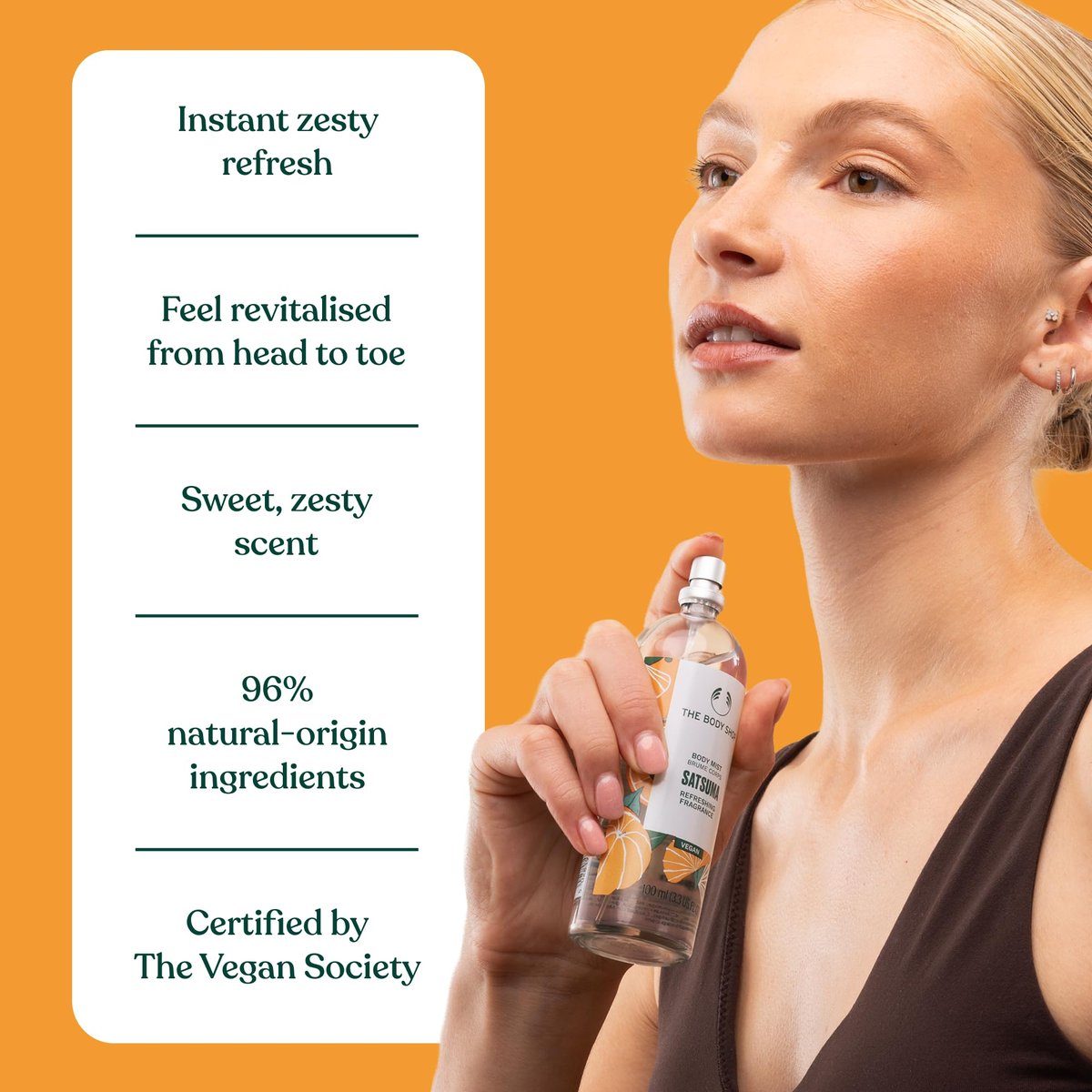 The Body Shop Satsuma Body Mist – Refreshing Citrus Scent, Vegan, 3.3 fl oz Avelisse