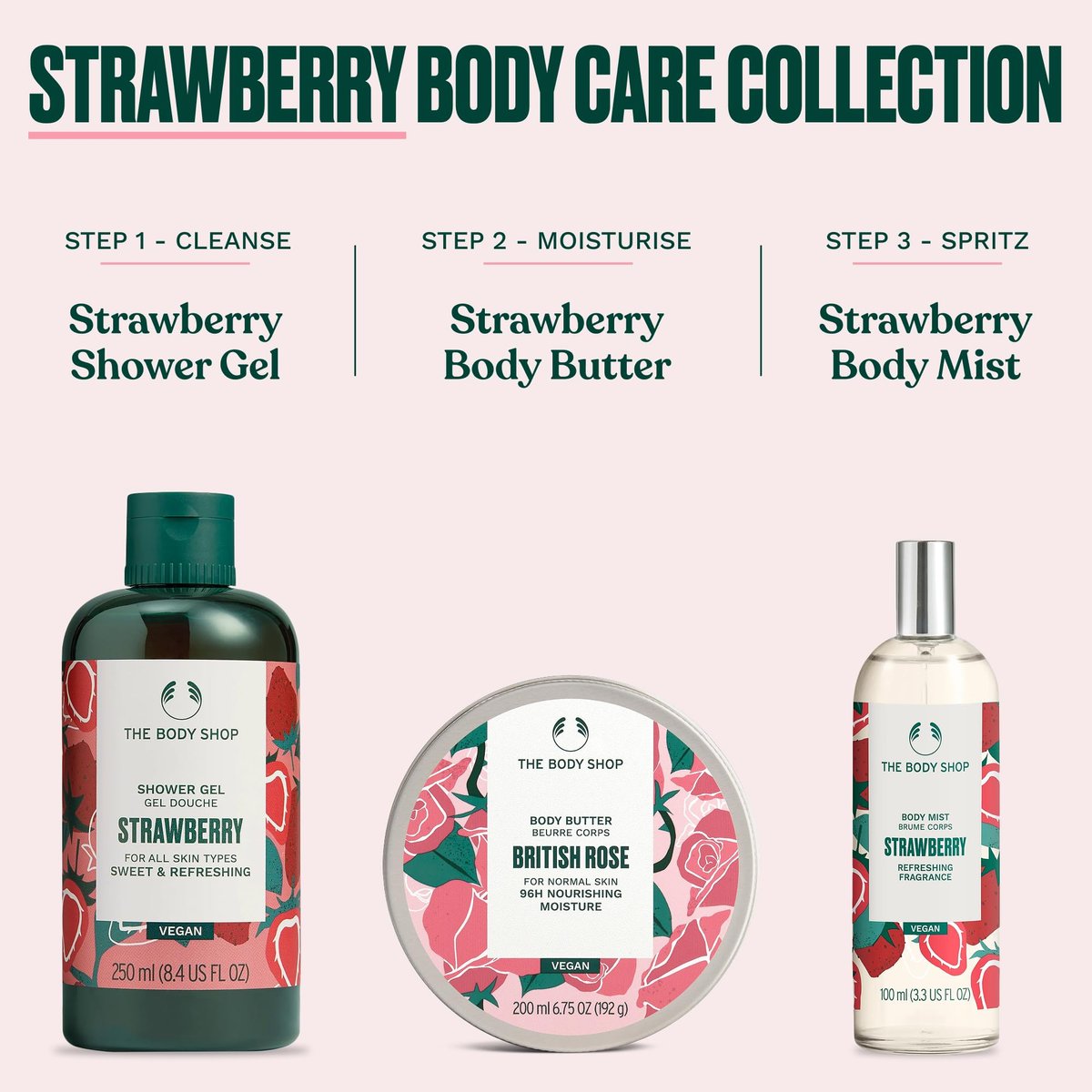 The Body Shop Strawberry Body Mist – Lightweight, Sweet Fruity Fragrance – Refreshes & Cools – Vegan – 3.3 Fl Oz Avelisse