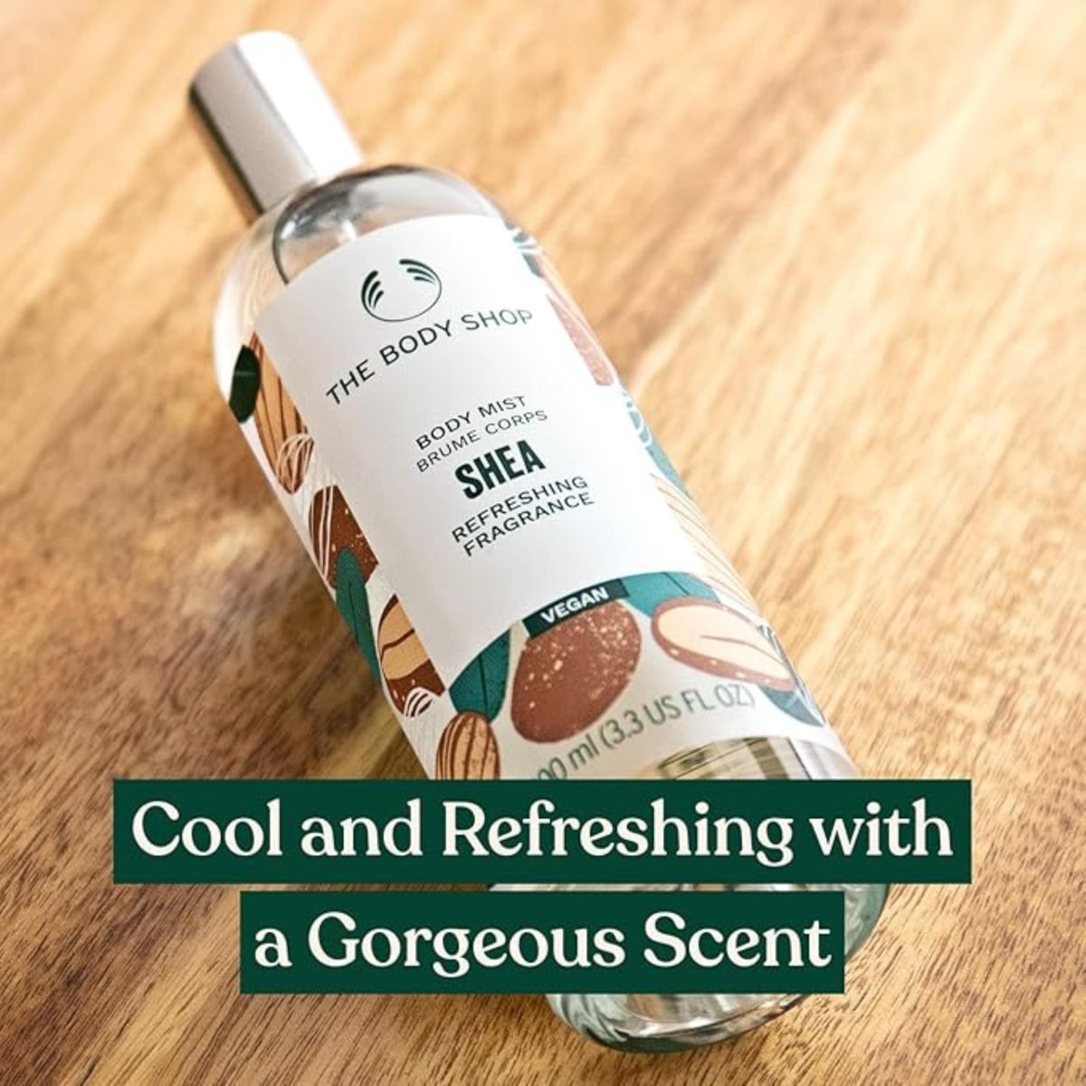 The Body Shop Shea Body Mist - Refreshing & Cooling Sweet Nutty Scent - Vegan - 3.3 oz Avelisse