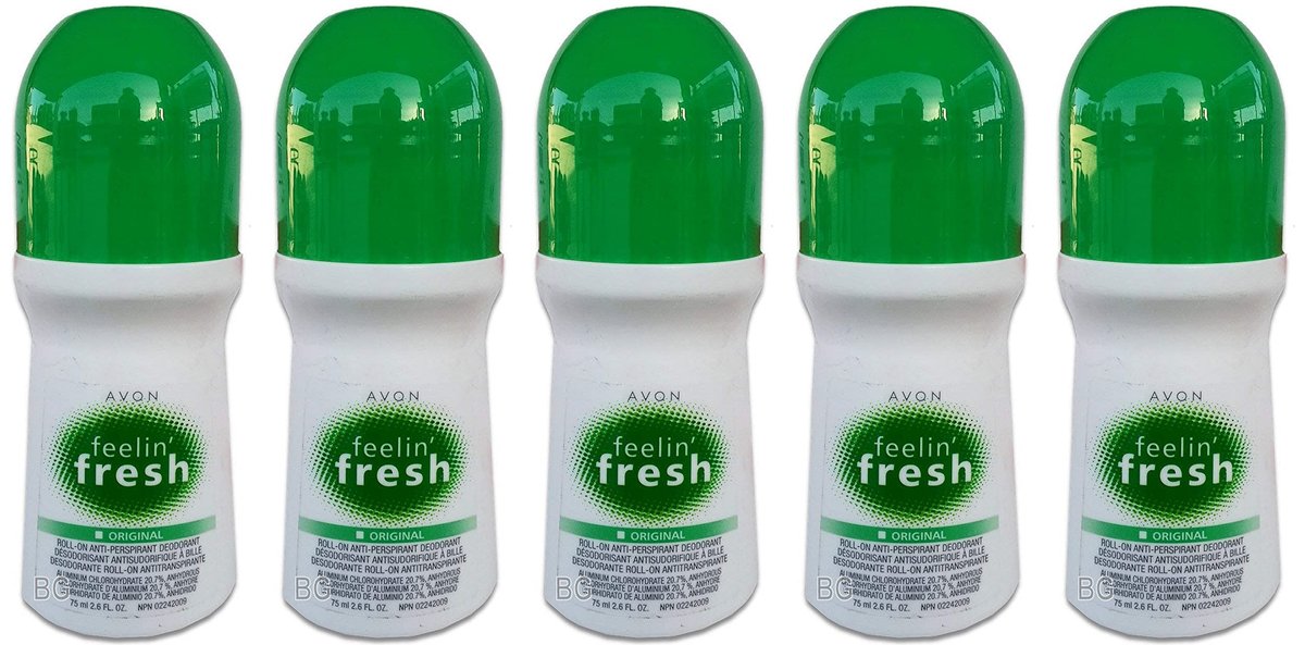 AVON Feelin Fresh Original Roll-On Antiperspirant Deodorant for Women & Men — Alcohol-Free, Paraben-Free Formula — Fresh Scent, Quick-Dry Underarm Odor Protection — 5 Pack Avelisse
