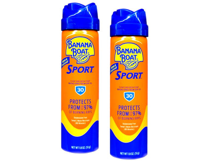 Banana Boat Sport Sunscreen Spray SPF 30 - UltraMist CoolZone (Travel Size, 2-Pack) 1.8 oz Each