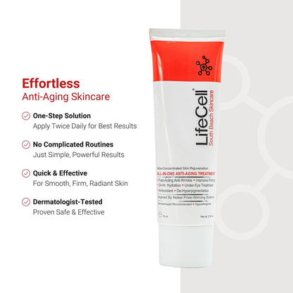 LifeCell All In One Anti-Aging Cream – Reduces Wrinkles, Fine Lines, Dark Circles & Sun Damage – Retinol, Vitamin C, DMAE & Hyaluronic Acid – Fragrance-Free, for All Skin Types (2.54 oz) Avelisse