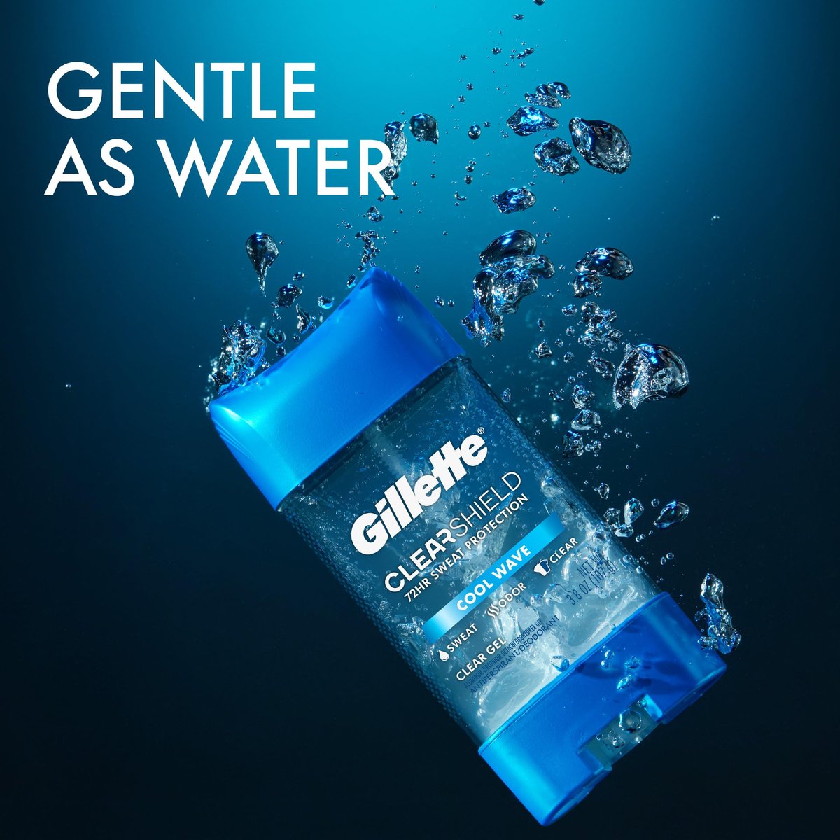 Gillette Antiperspirant and Deodorant for Men, Cool Wave Scent, 3.8 oz Twin Pack – 72hr Sweat & Odor Protection, Clear Gel, Anti-White Marks - görsel 5
