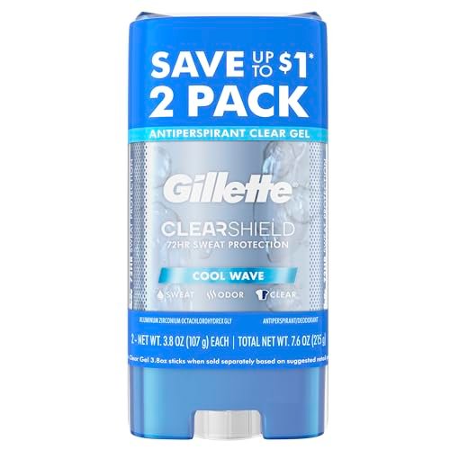 Gillette Antiperspirant and Deodorant for Men, Cool Wave Scent, 3.8 oz Twin Pack – 72hr Sweat & Odor Protection, Clear Gel, Anti-White Marks - görsel 2