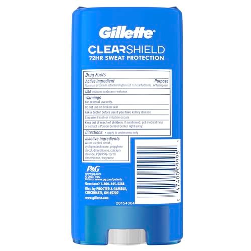 Gillette Advanced Clear Gel Antiperspirant & Deodorant for Men, Cool Wave, 5-Pack (3.8 oz each, 19 oz total) Avelisse