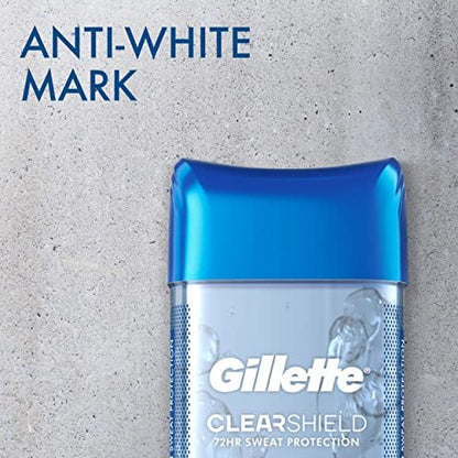 Gillette Antiperspirant and Deodorant for Men, Cool Wave Scent, 3.8 oz Twin Pack – 72hr Sweat & Odor Protection, Clear Gel, Anti-White Marks