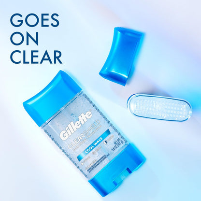 Gillette Antiperspirant and Deodorant for Men, Cool Wave Scent, 3.8 oz Twin Pack – 72hr Sweat & Odor Protection, Clear Gel, Anti-White Marks