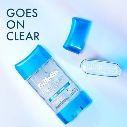 Gillette Antiperspirant and Deodorant for Men, Cool Wave Scent, 3.8 oz Twin Pack – 72hr Sweat & Odor Protection, Clear Gel, Anti-White Marks