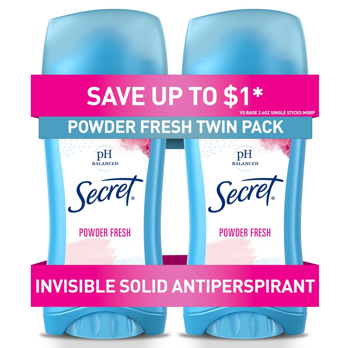 Secret Antiperspirant Deodorant Invisible Solid Powder Fresh Twin Pack, 2.6 oz Each - görsel 2