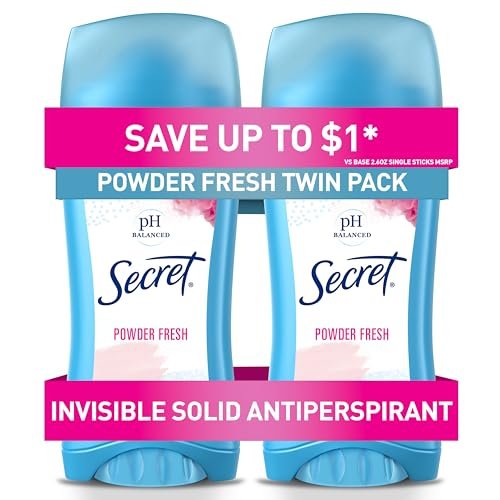 Secret Antiperspirant Deodorant Invisible Solid Powder Fresh Twin Pack, 2.6 oz Each - görsel 1