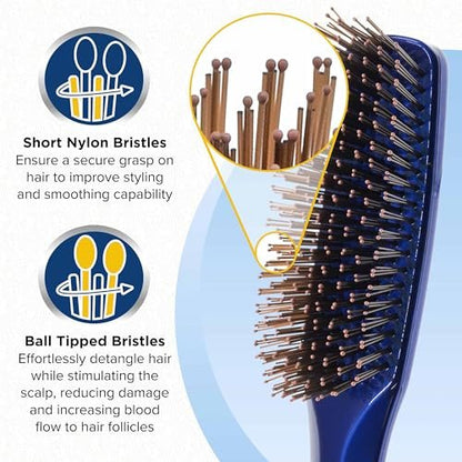 GIORGIO Gentle Mini Detangler Hair Brush for Men and Women – Blue, Travel Size for Thick Hair & Scalp Massage